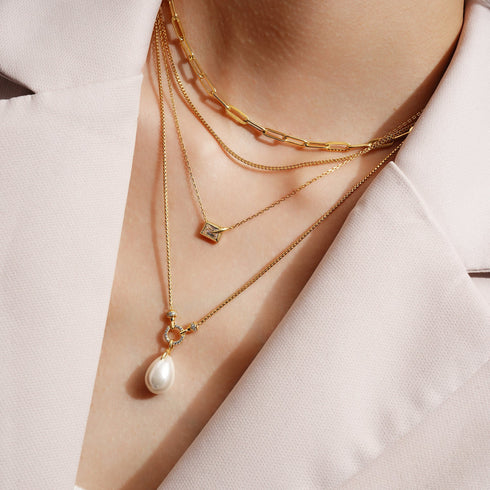 Gold Paper Clip Chain Necklace